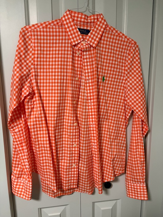 Polo Ralph Lauren Tops - Polo by Ralph Lauren Orange and White Gingham Button-Down Shirt